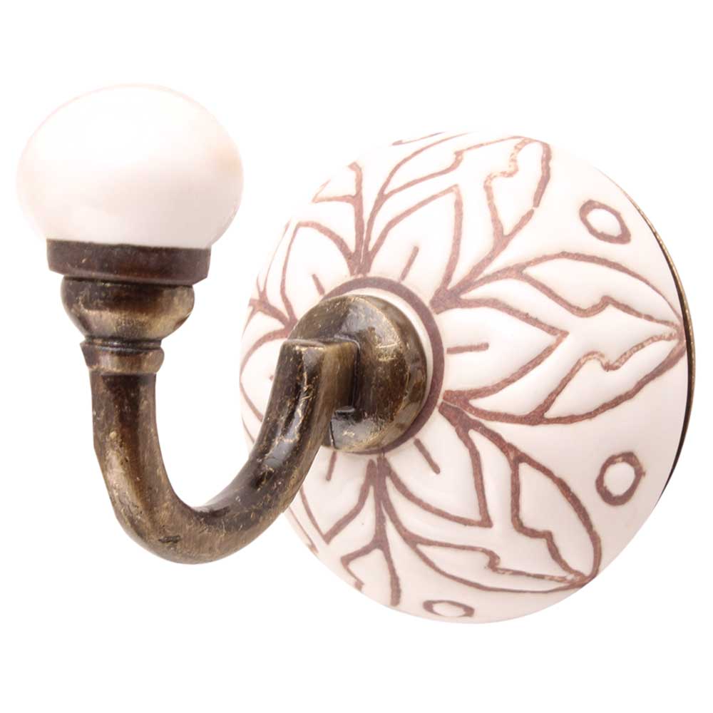 Brown Amarylis Etched Ceramic Wall Hook